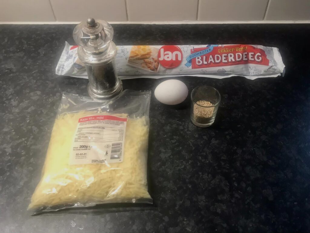 Ingredients, placed on the kitchen counter